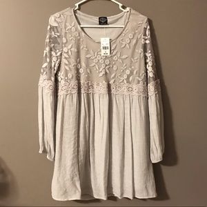 Grey lace and floral tunic